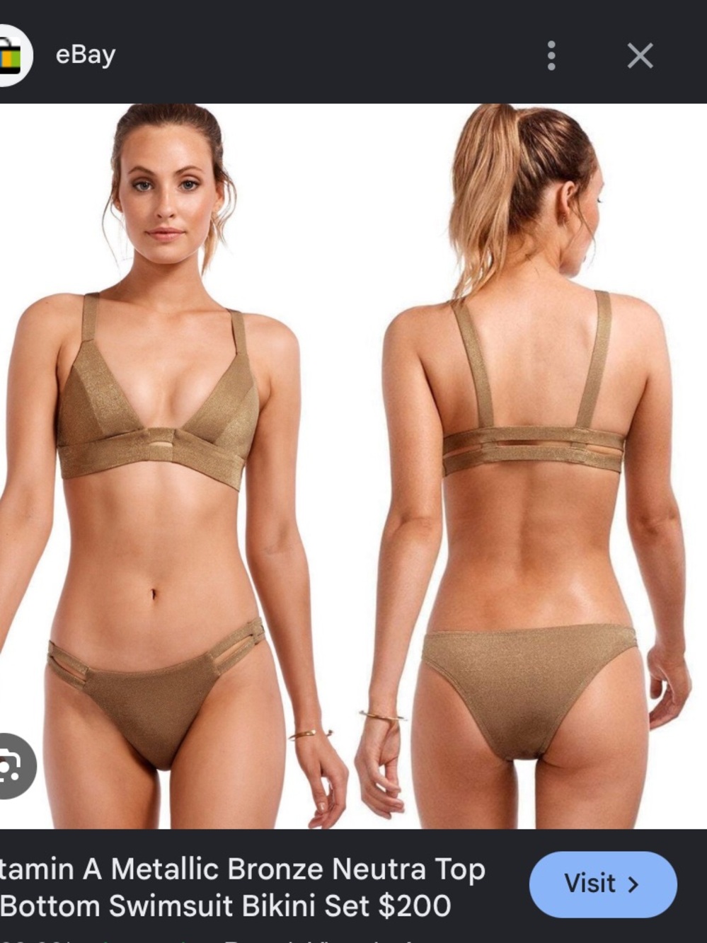 Vitamin A Swim Neutra Metallic Bronze Bikini Set Sz Small